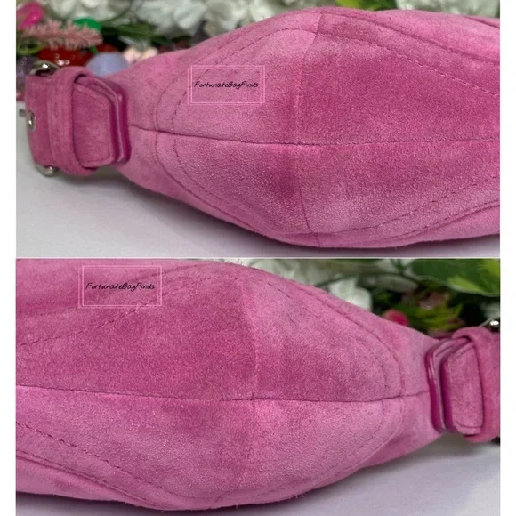 Y2K Vintage Pink Coach Soho Suede Hobo 9658 & Mini Soho Hobo Bag Charm 1659 SET - Picture 13 of 16